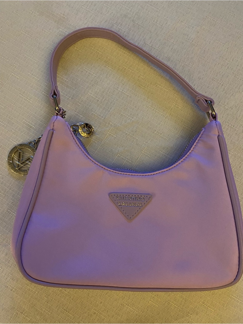 Valentino Orlandi Lilac Shoulder Bag with Silver Hardware